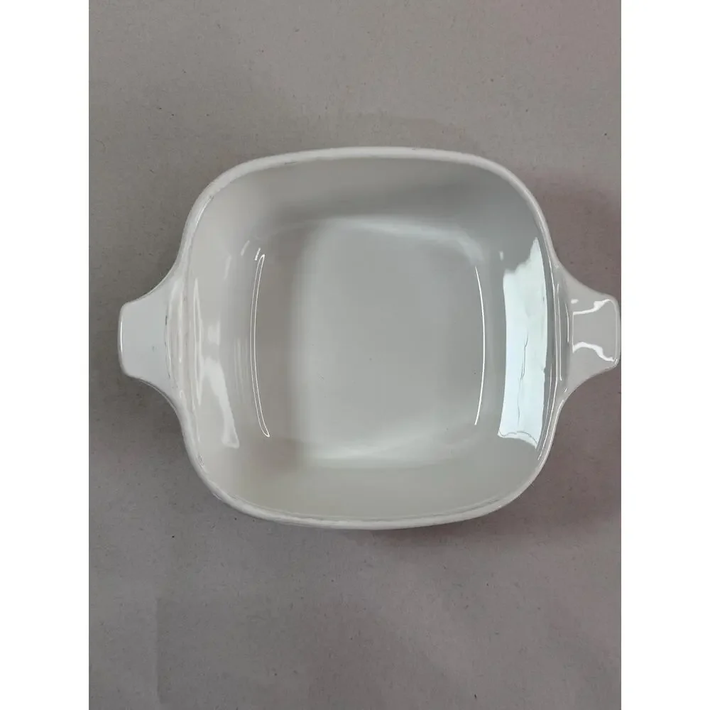Vintage White Ceramic Mini Casserole Dish Orange Poppy Blue Floral Butterfly